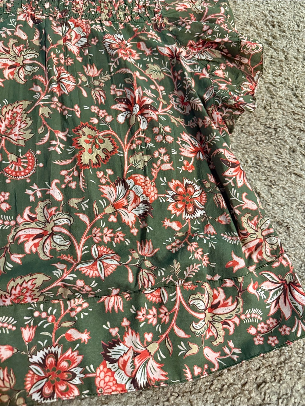 Sundance Women’s Green Floral Smocked Top - Picture 6 of 9